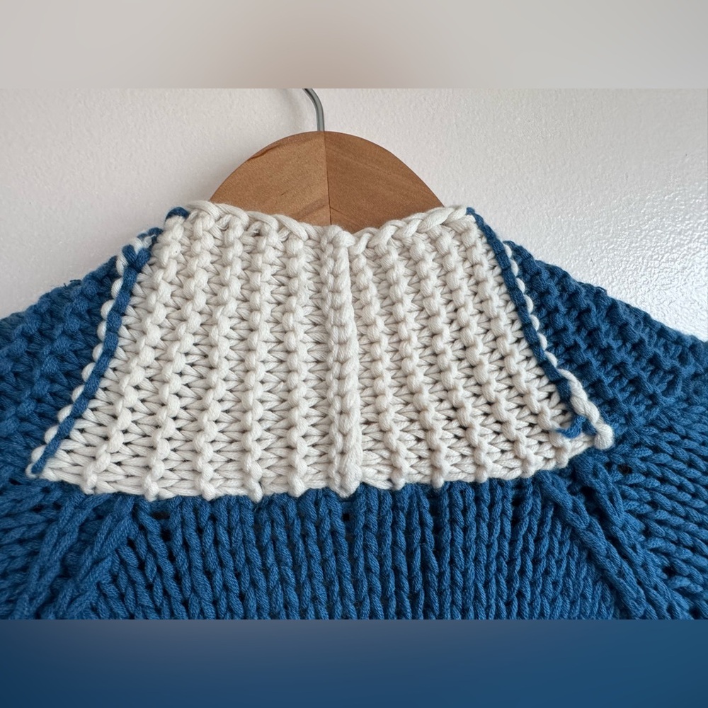 COTES OF LONDON VAIL BLUE & WHITE THE BUXTON | HAND MADE WOOL CARDIGAN - Picture 7 of 14